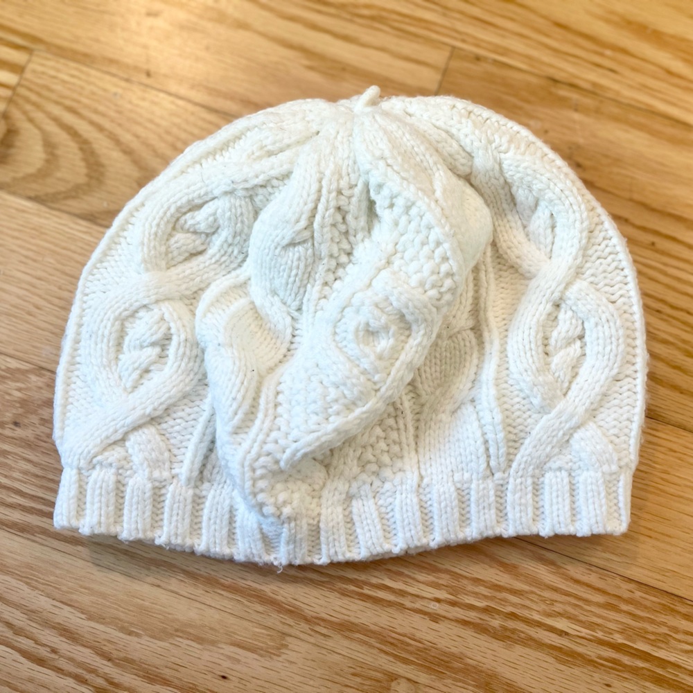 Janie and Jack white cream cable knit beanie winter hat 2T-3T lined
